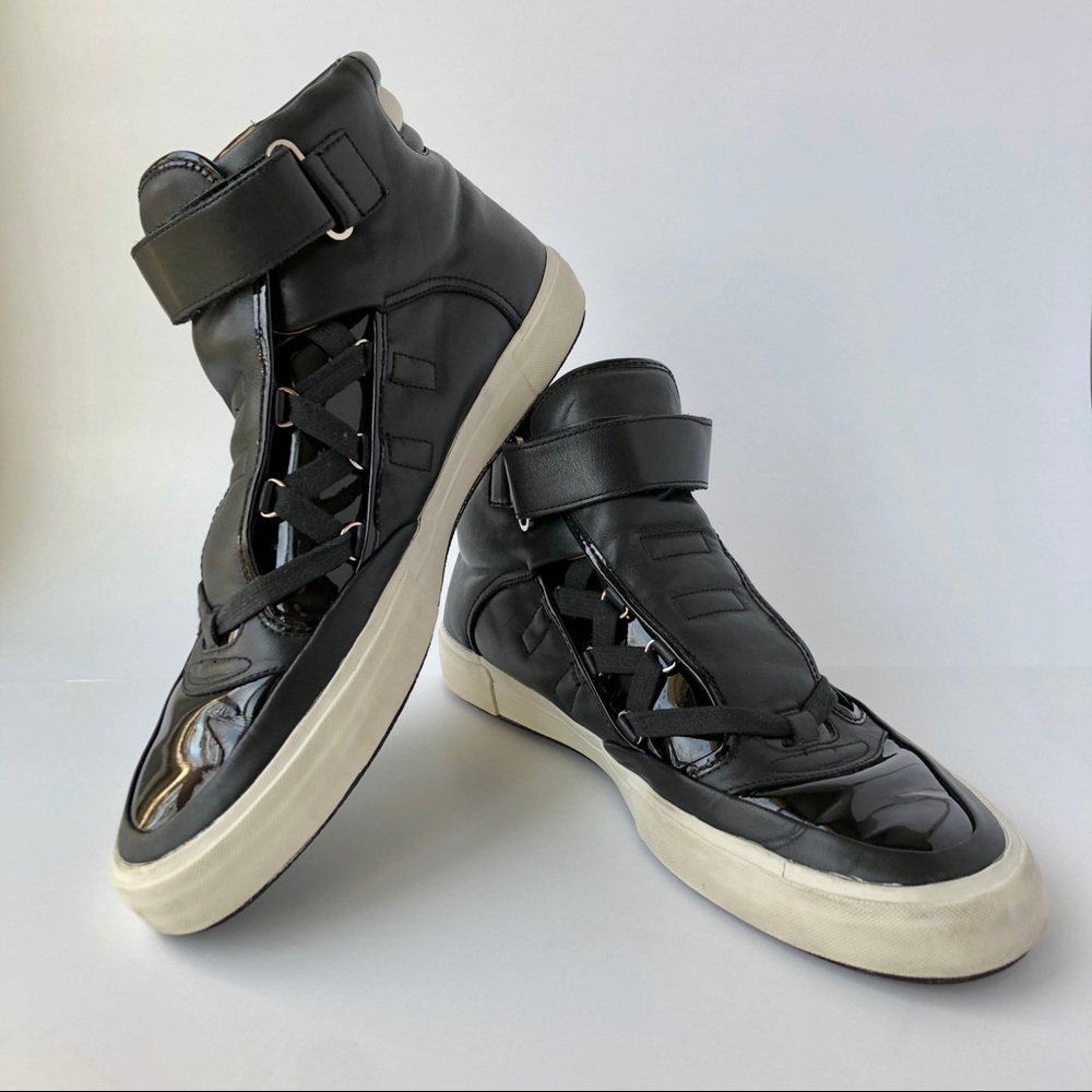 Bally Men Black Patent High-Top Sneakers, sz 11 US